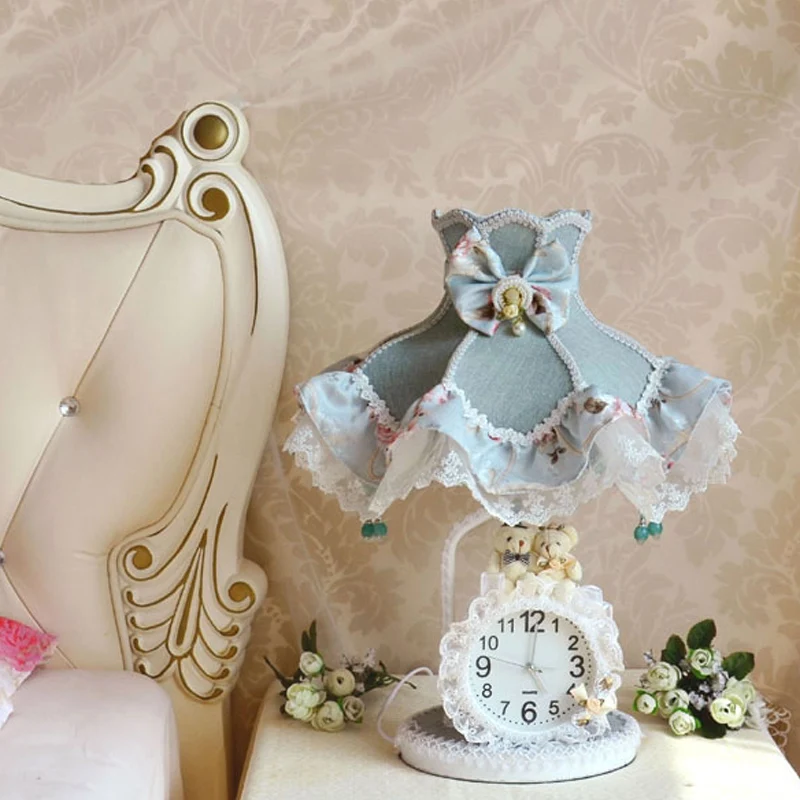 Prinsessenjurk Nachtkastje Licht Kinderstof 1 Lamp Woonkamer Nachtkastje Lamp Aqua met Klok Clearhalo