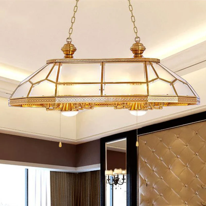 Prisma Woonkamer Hangend Eilandlicht Koloniaal Opaal Geblazen Glas 8 Hoofden Gouden Downverlichting Hanger Clearhalo