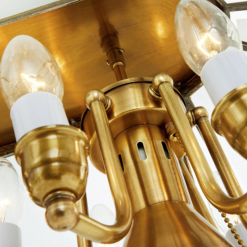 Prisma Woonkamer Hangend Eilandlicht Koloniaal Opaal Geblazen Glas 8 Hoofden Gouden Downverlichting Hanger Clearhalo