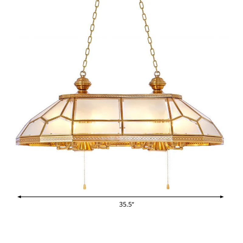 Prisma Woonkamer Hangend Eilandlicht Koloniaal Opaal Geblazen Glas 8 Hoofden Gouden Downverlichting Hanger Clearhalo