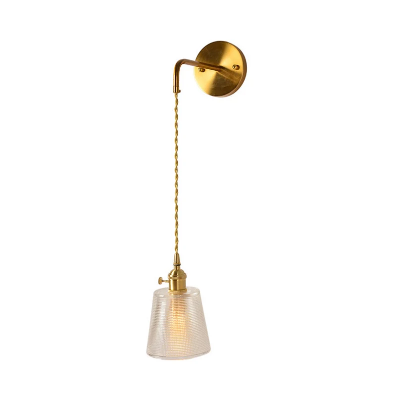 Prismatische glazen gouden wandkandelaar cilinder/ton/bloem enkele lamp traditionalisme LED-wandmontage lichtarmatuur Clea...
