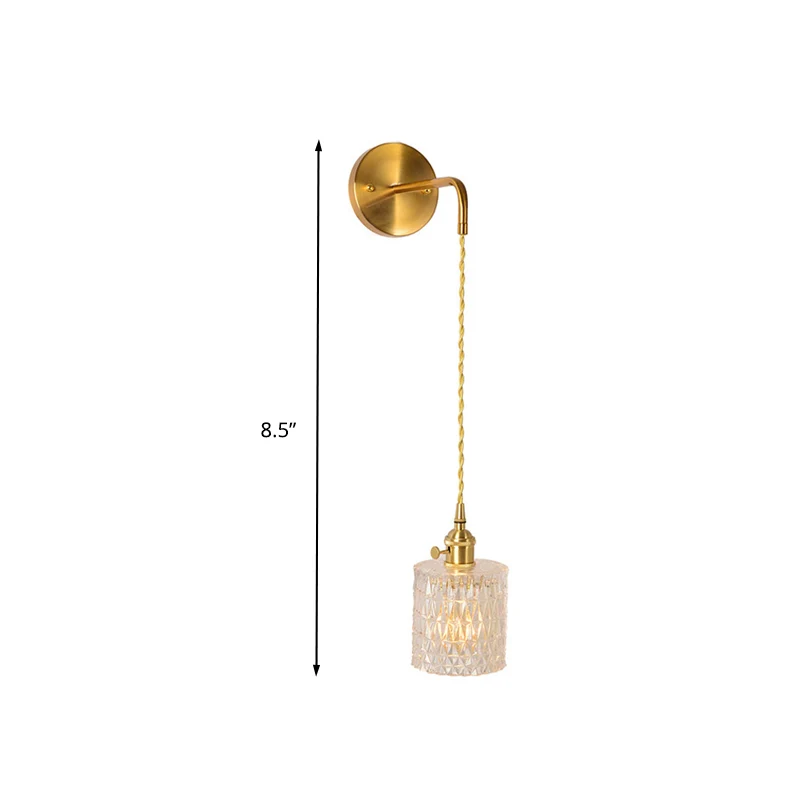 Prismatische glazen gouden wandkandelaar cilinder/ton/bloem enkele lamp traditionalisme LED-wandmontage lichtarmatuur Clea...