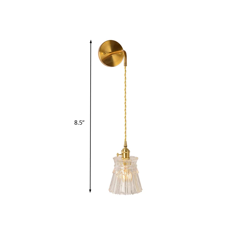 Prismatische glazen gouden wandkandelaar cilinder/ton/bloem enkele lamp traditionalisme LED-wandmontage lichtarmatuur Clea...
