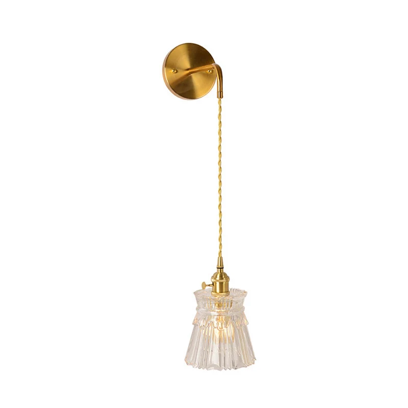 Prismatische glazen gouden wandkandelaar cilinder/ton/bloem enkele lamp traditionalisme LED-wandmontage lichtarmatuur Clea...