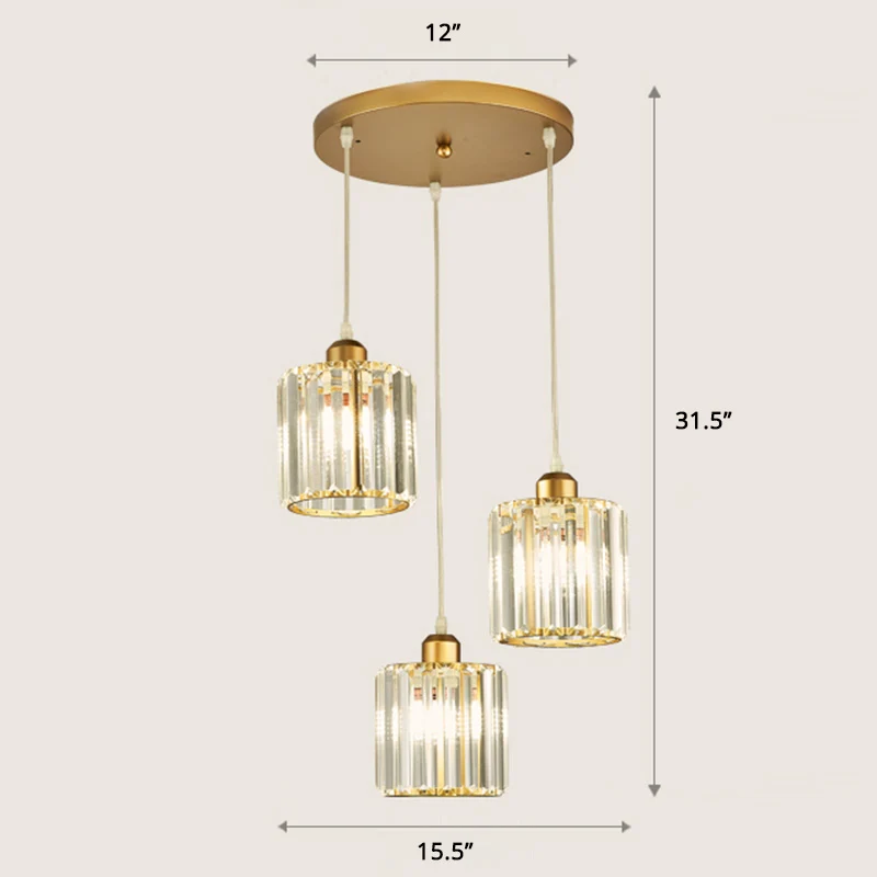 Prismatische kristallen cilindrische hanglamp Hedendaagse clusterhanglamp voor trappen Clearhalo