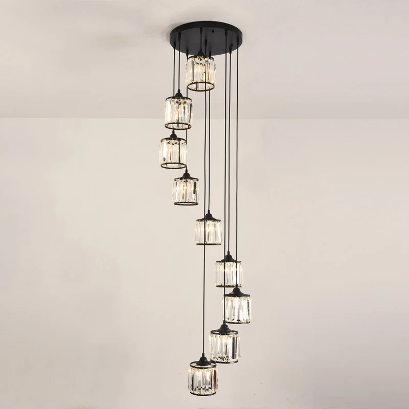 Prismatische kristallen cilindrische hanglamp Hedendaagse clusterhanglamp voor trappen Clearhalo