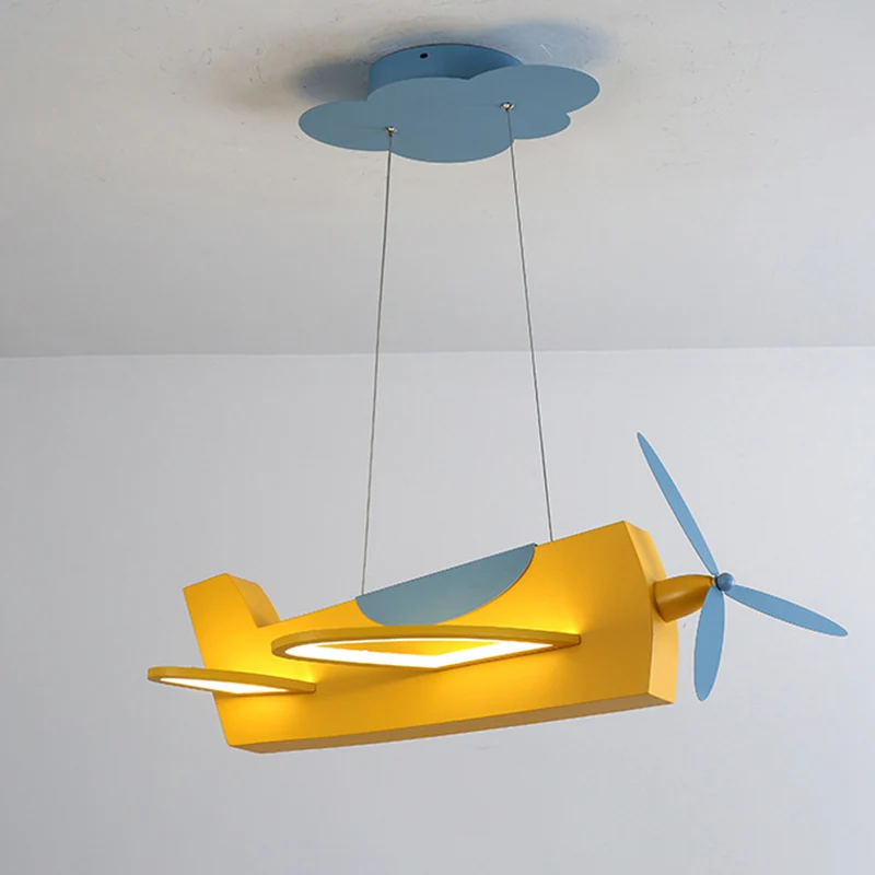 Propeller Vliegtuig Klaslokaal Hanglamp Metaal Creatieve LED-kroonluchterlamp voor kinderen Clearhalo
