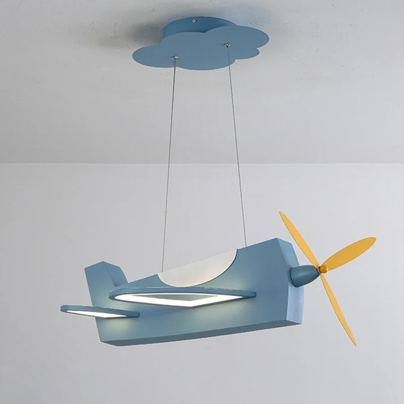 Propeller Vliegtuig Klaslokaal Hanglamp Metaal Creatieve LED-kroonluchterlamp voor kinderen Clearhalo