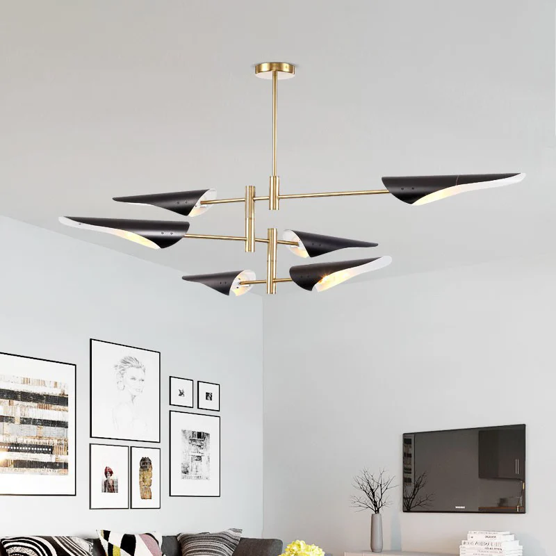 Quill kroonluchterverlichting modernistische metalen woonkamer hanglampset met Spoetnik-ontwerp Clearhalo