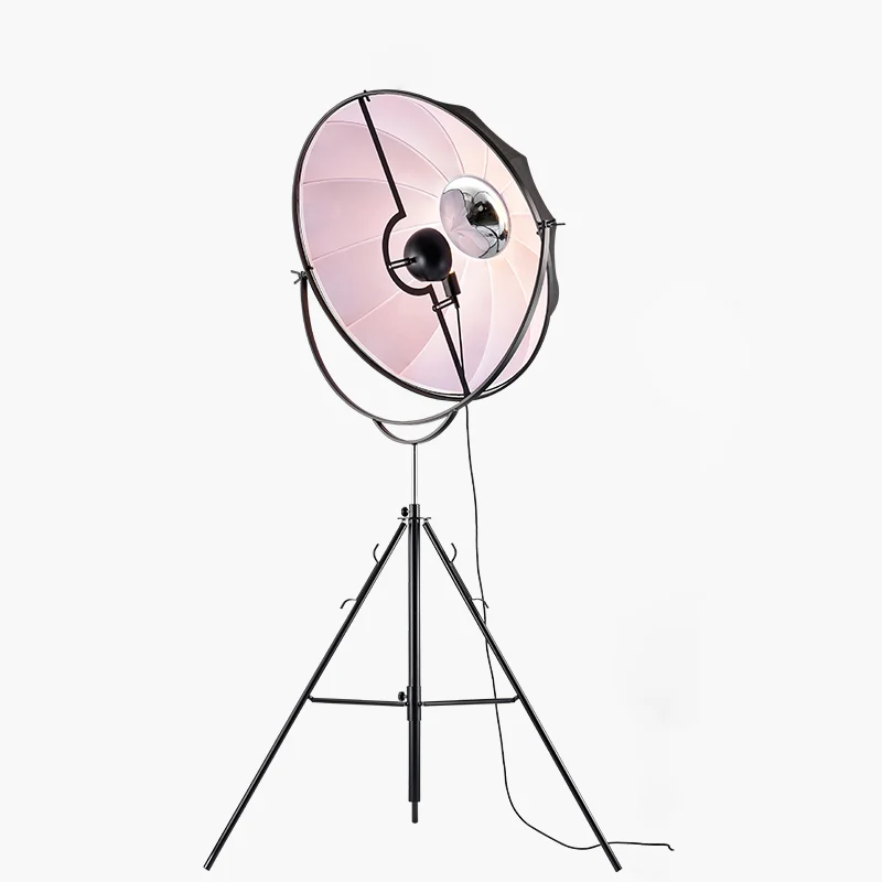 Radar Studio vloerspot industriële stijl stoffen 1-lichts zwarte vloerlamp met statief Clearhalo