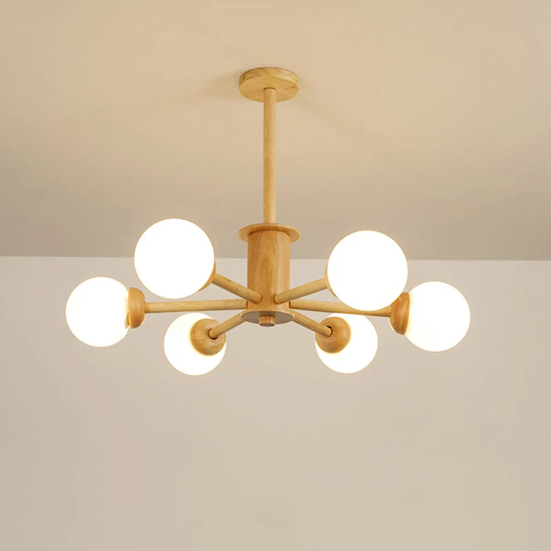 Radiale woonkamer kroonluchter licht houten LED eigentijds hangend plafondlicht Clearhalo