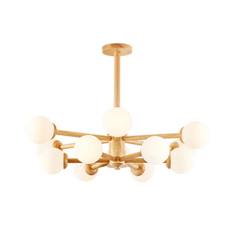 Radiale woonkamer kroonluchter licht houten LED eigentijds hangend plafondlicht Clearhalo