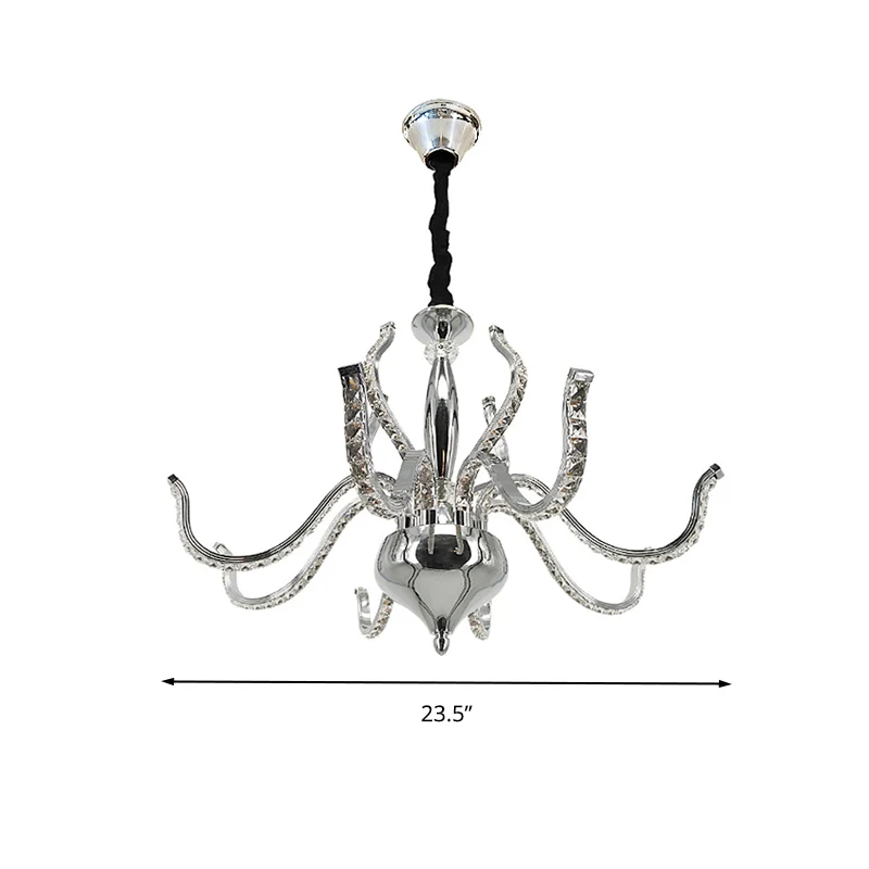 Radicale kroonluchterlamp Minimalistische kristallen LED-chroom plafondhanglamp warm/wit licht Clearhalo