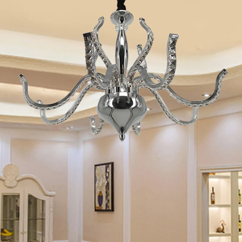 Radicale kroonluchterlamp Minimalistische kristallen LED-chroom plafondhanglamp warm/wit licht Clearhalo