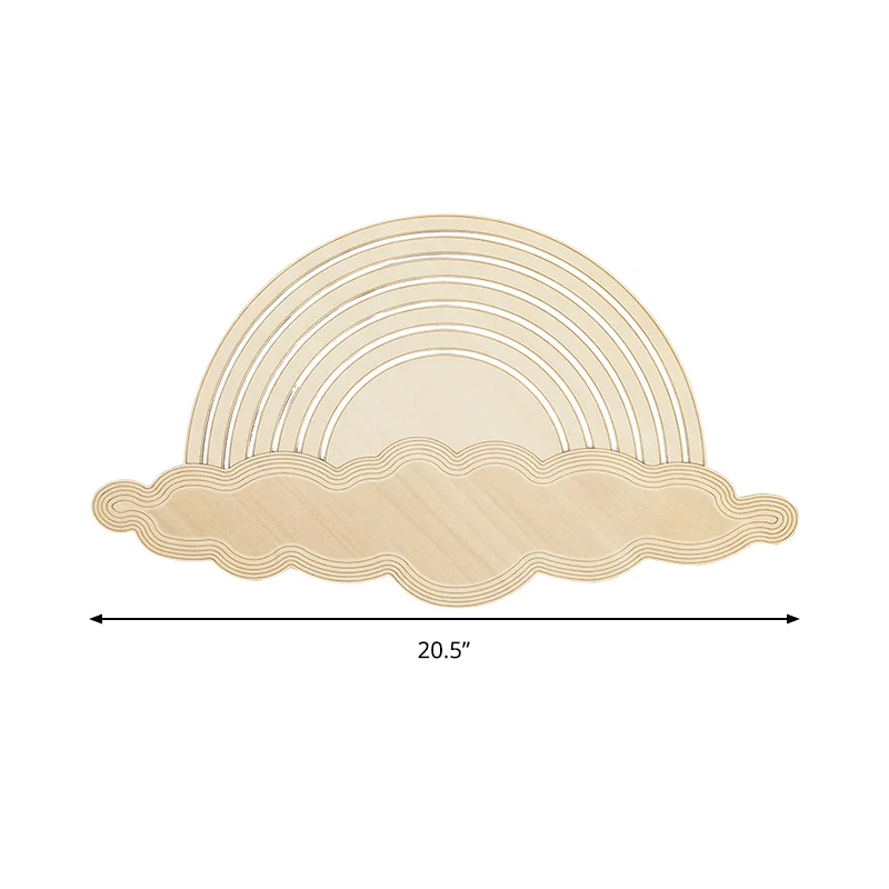Rainbow & Cloud LED-wandlamp Hout Cartoon Sconce Light Beige voor kleuterslaapkamer Clearhalo
