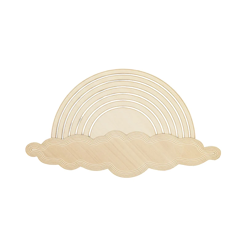 Rainbow & Cloud LED-wandlamp Hout Cartoon Sconce Light Beige voor kleuterslaapkamer Clearhalo