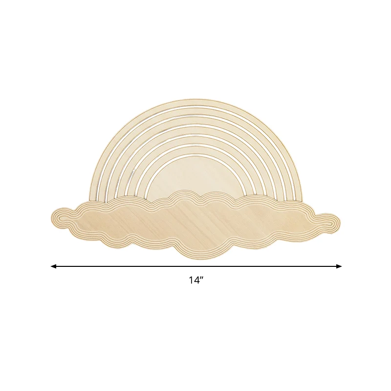 Rainbow & Cloud LED-wandlamp Hout Cartoon Sconce Light Beige voor kleuterslaapkamer Clearhalo