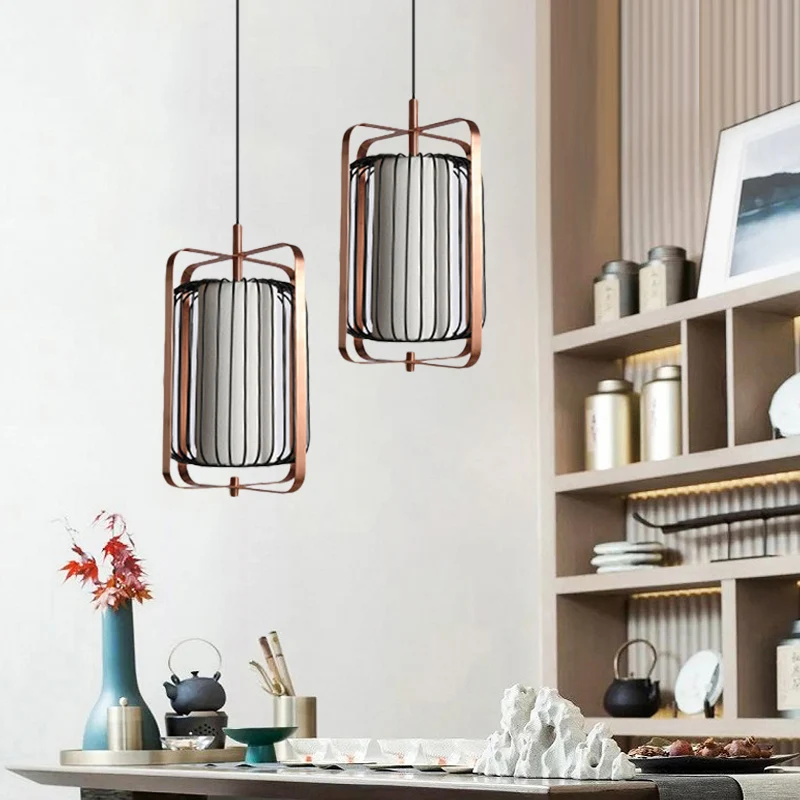 Rechthoekig frame hanglamp modernisme metaal 1-lichts roségouden hanglamp met cilinderzwarte kooi en witte stoffen kap Cle...