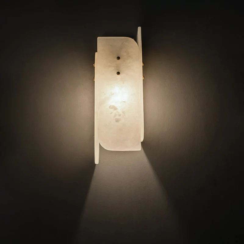 Rechthoekig paneel schansverlichting Modenrist marmeren 1-lichts hoekwandlamp armatuur wit Clearhalo
