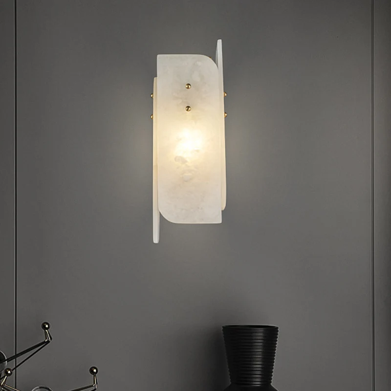 Rechthoekig paneel schansverlichting Modenrist marmeren 1-lichts hoekwandlamp armatuur wit Clearhalo