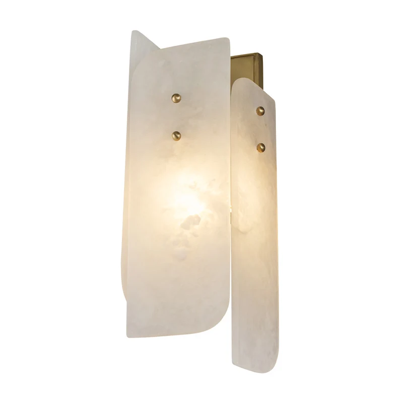 Rechthoekig paneel schansverlichting Modenrist marmeren 1-lichts hoekwandlamp armatuur wit Clearhalo