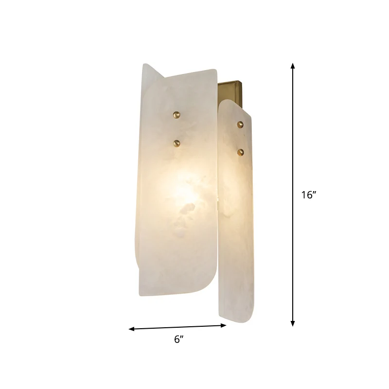 Rechthoekig paneel schansverlichting Modenrist marmeren 1-lichts hoekwandlamp armatuur wit Clearhalo