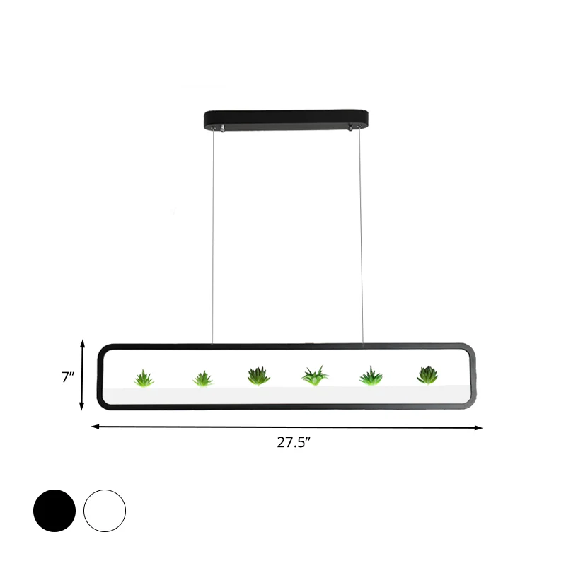 Rechthoekige acryl eilandkroonluchter Eenvoudige 27,5"/39" lange LED-eetkamerplafondlamp zwart/wit Clearhalo