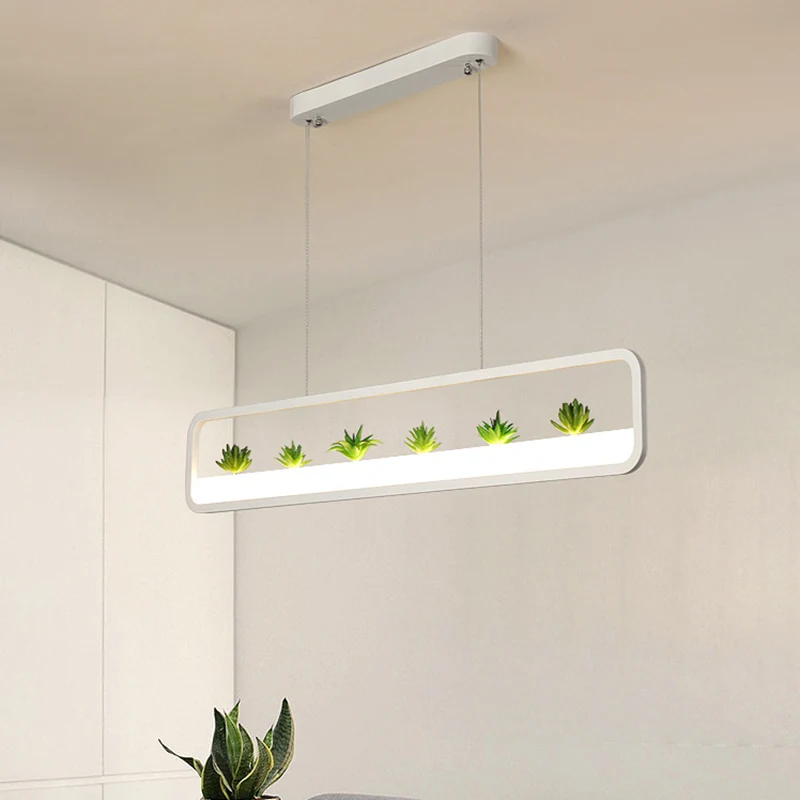 Rechthoekige acryl eilandkroonluchter Eenvoudige 27,5"/39" lange LED-eetkamerplafondlamp zwart/wit Clearhalo