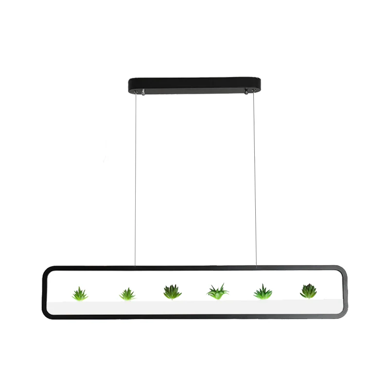 Rechthoekige acryl eilandkroonluchter Eenvoudige 27,5"/39" lange LED-eetkamerplafondlamp zwart/wit Clearhalo