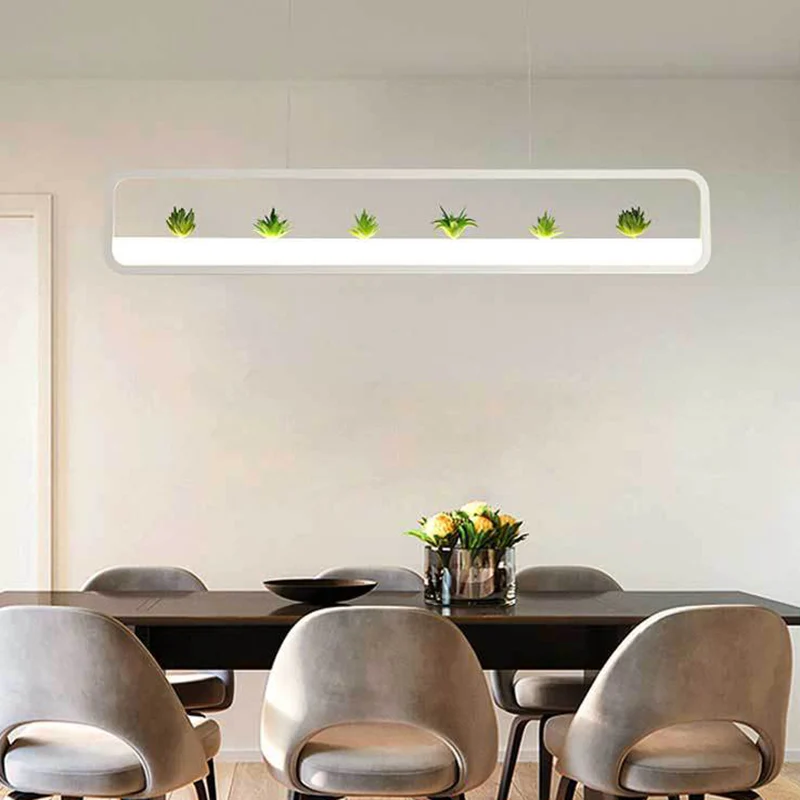Rechthoekige acryl eilandkroonluchter Eenvoudige 27,5"/39" lange LED-eetkamerplafondlamp zwart/wit Clearhalo