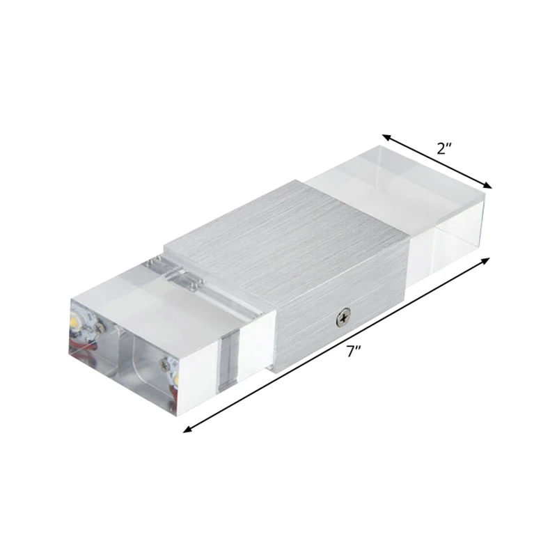 Rechthoekige acryl LED omhoog en omlaag wandkandelaar Moderne 1-lichts zilveren wandlamp warm/wit licht Clearhalo