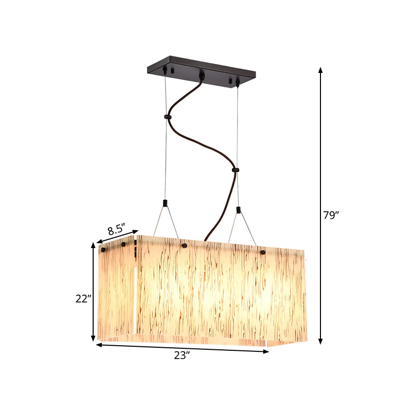 Rechthoekige beige glazen eilandhanglamp met modernistische stijl 4-kops eetkamer eilandverlichting Clearhalo
