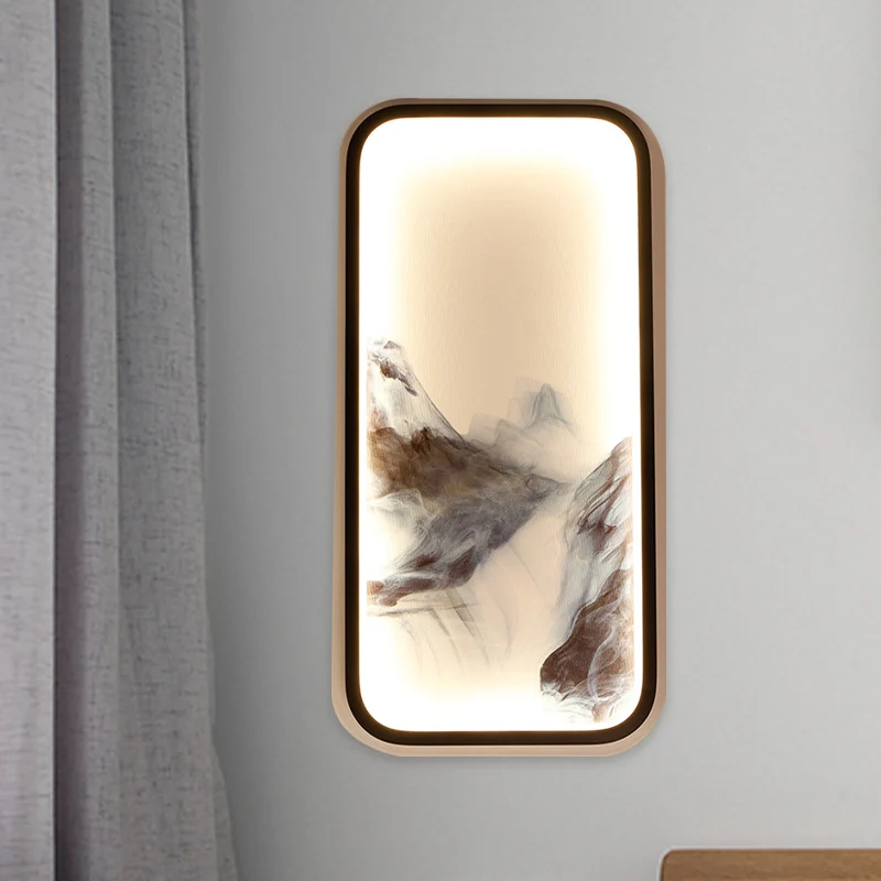 Rechthoekige bergwandmontage licht oosters metallic LED zwarte muurmuurlamp voor woonkamer Clearhalo