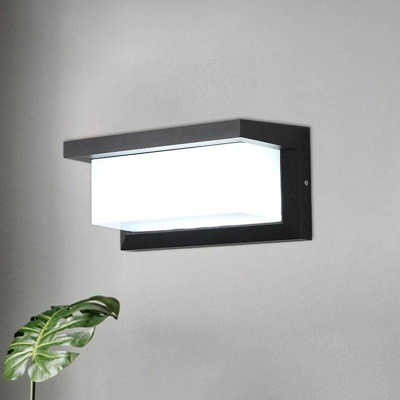 Rechthoekige binnenplaats schansverlichting metalen moderne LED-wandlamp zwart Clearhalo