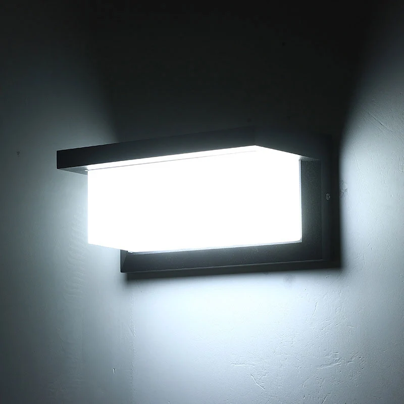Rechthoekige binnenplaats schansverlichting metalen moderne LED-wandlamp zwart Clearhalo