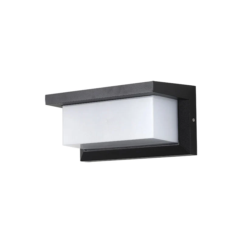 Rechthoekige binnenplaats schansverlichting metalen moderne LED-wandlamp zwart Clearhalo