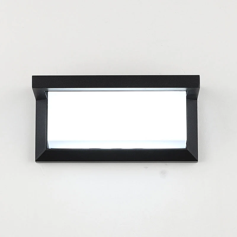 Rechthoekige binnenplaats schansverlichting metalen moderne LED-wandlamp zwart Clearhalo
