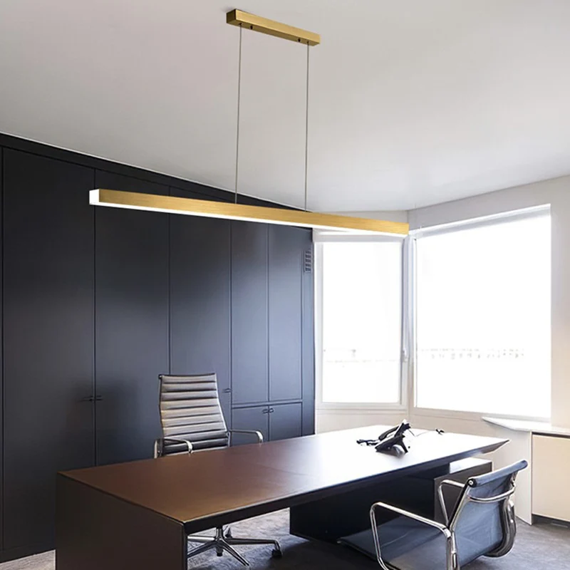 Rechthoekige Diner LED-hanglamp Metalen minimalistische lineaire eilandlamp Clearhalo