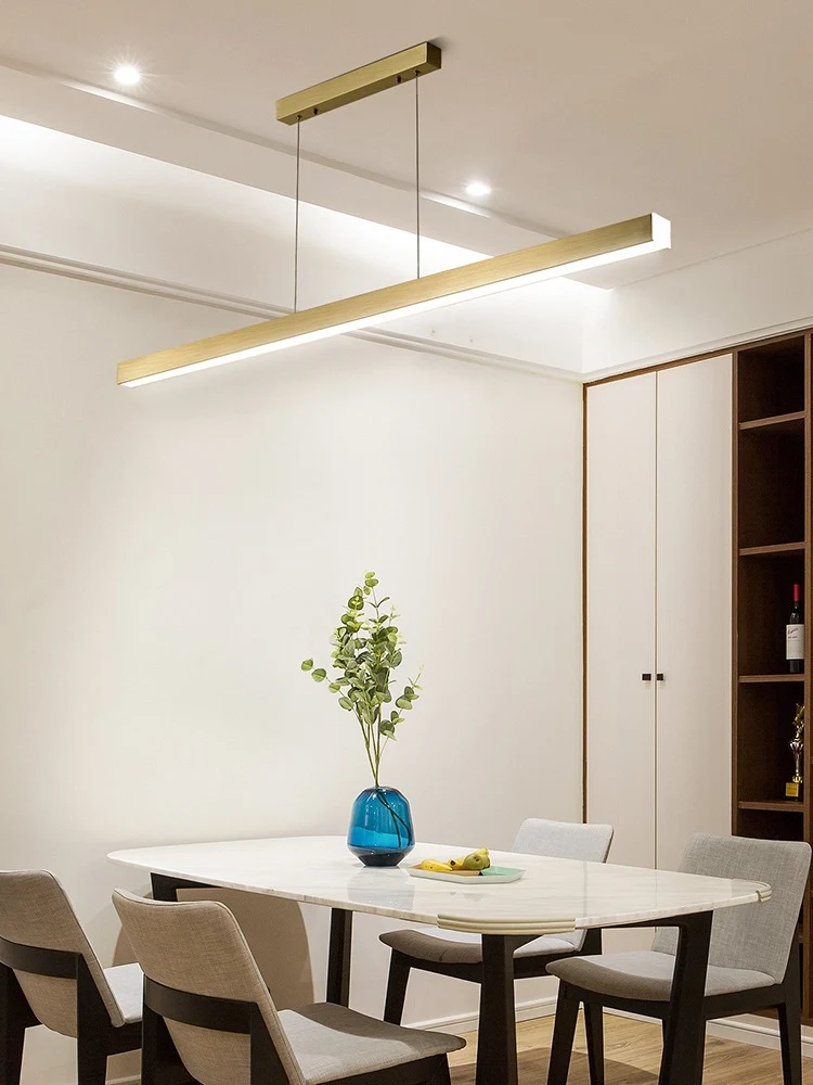 Rechthoekige Diner LED-hanglamp Metalen minimalistische lineaire eilandlamp Clearhalo