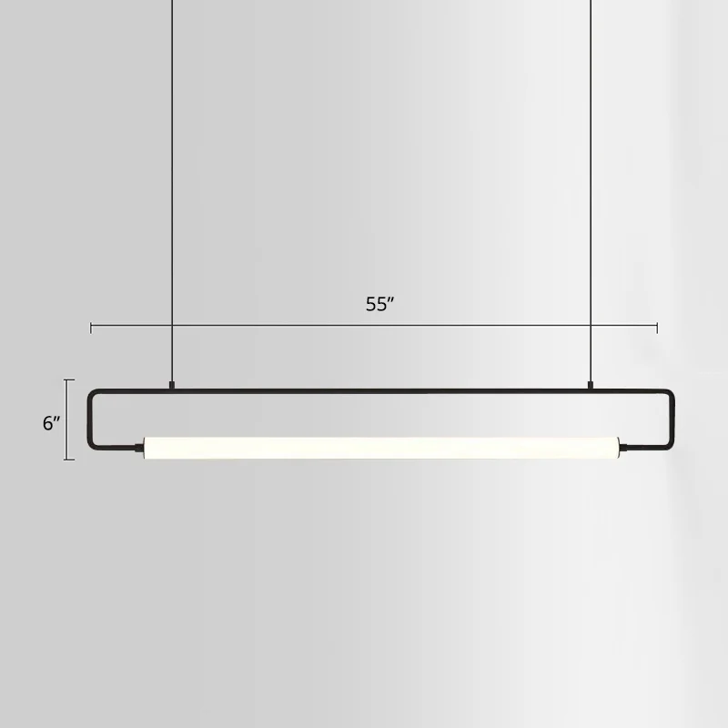 Rechthoekige eetkamer eiland hangende metalen minimalisme LED hangende plafondlamp Clearhalo