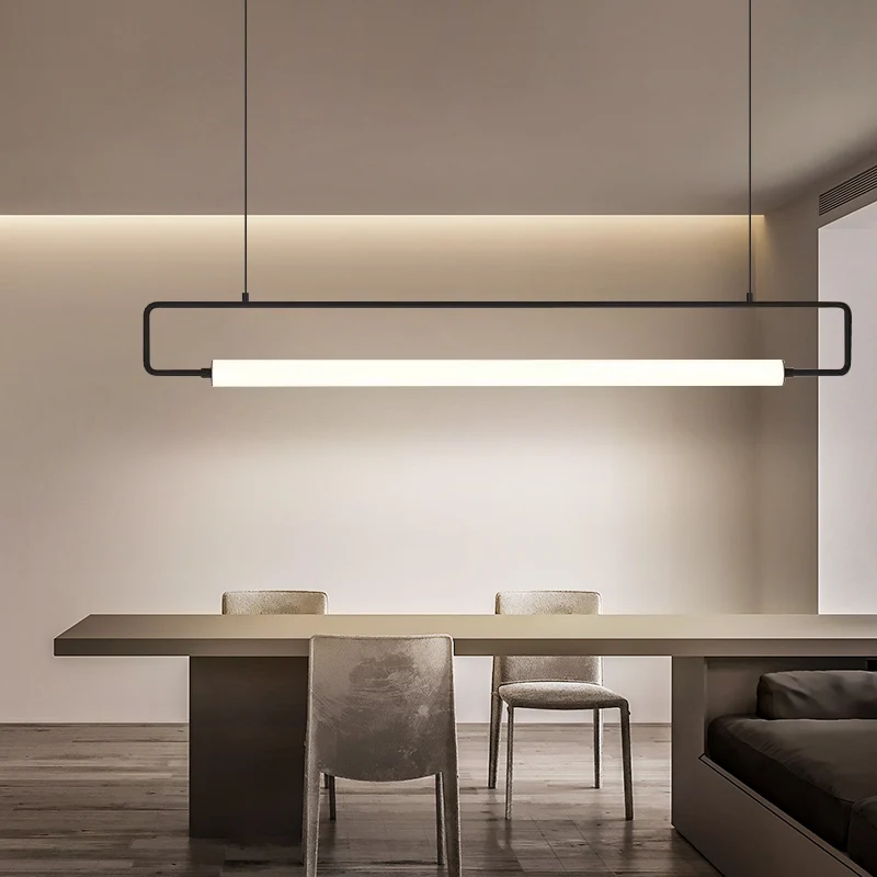 Rechthoekige eetkamer eiland hangende metalen minimalisme LED hangende plafondlamp Clearhalo