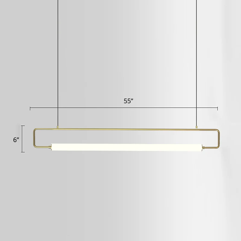 Rechthoekige eetkamer eiland hangende metalen minimalisme LED hangende plafondlamp Clearhalo