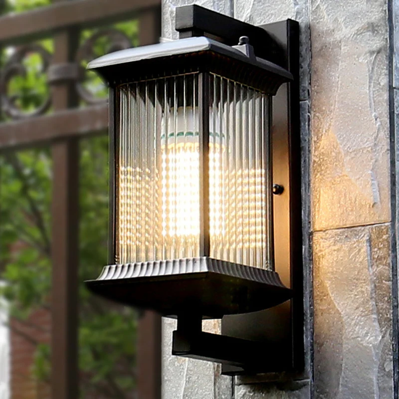 Rechthoekige geribbelde glazen wandlamp Rustiek 1-lamps binnenmuurlamp koffie Clearhalo