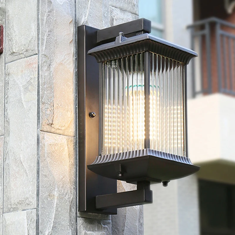 Rechthoekige geribbelde glazen wandlamp Rustiek 1-lamps binnenmuurlamp koffie Clearhalo