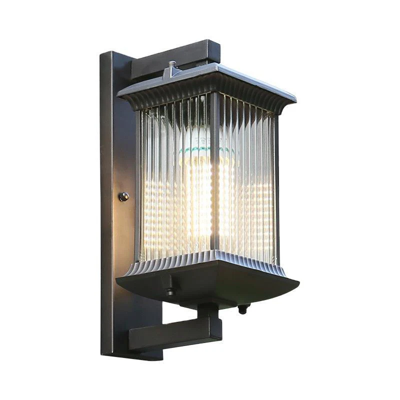 Rechthoekige geribbelde glazen wandlamp Rustiek 1-lamps binnenmuurlamp koffie Clearhalo