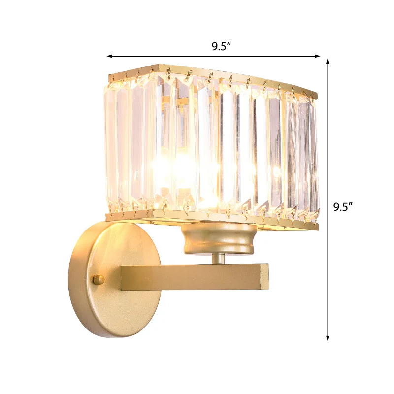 Rechthoekige heldere kristallen wandlamp modernisme 1 licht gouden afwerking wandverlichtingsarmatuur voor gang Clearhalo
