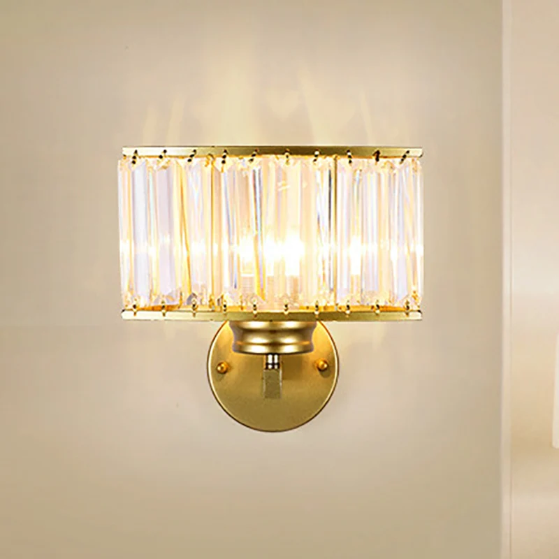 Rechthoekige heldere kristallen wandlamp modernisme 1 licht gouden afwerking wandverlichtingsarmatuur voor gang Clearhalo