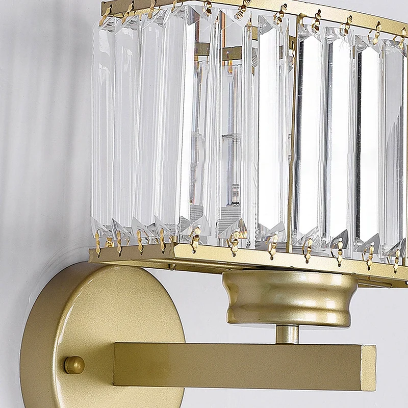 Rechthoekige heldere kristallen wandlamp modernisme 1 licht gouden afwerking wandverlichtingsarmatuur voor gang Clearhalo