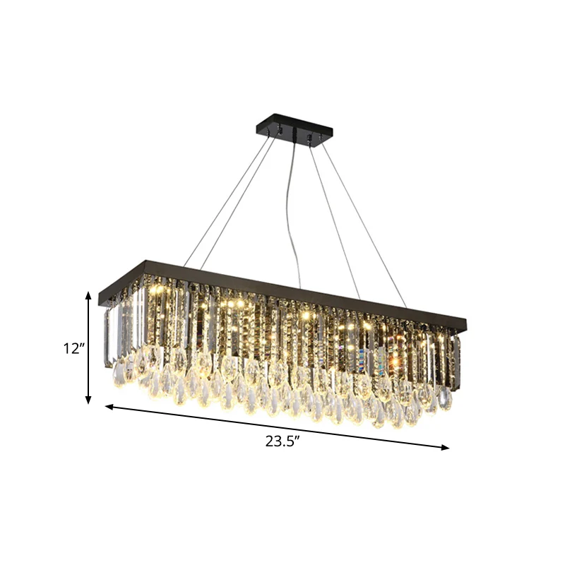 Rechthoekige kristallen Drip Island-hanger moderne stijl chroom LED-hangende verlichtingsarmatuur, 23,5 "/31,5" breed Clea...