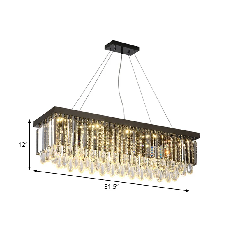 Rechthoekige kristallen Drip Island-hanger moderne stijl chroom LED-hangende verlichtingsarmatuur, 23,5 "/31,5" breed Clea...